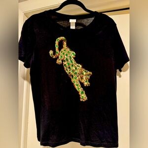 H&M Sequined Cheetah Black Top